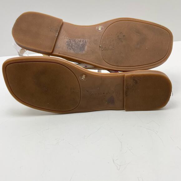 Lucky Brand | Bylee White Faux Leather Color Detail Thong Flat Sandals - Picture 10 of 10